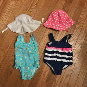 Swim bundle 2 suits 2 hats 18-24mth